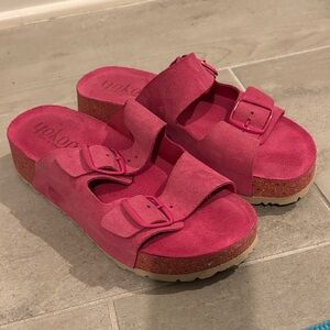 Yokono Fuchsia Suede Leather Women's Sandals